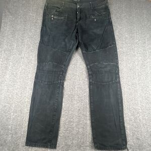 Embellish Moto Jeans Men’s 40x34 Black Denim Double Knee Flex Thighs Biker Comfy